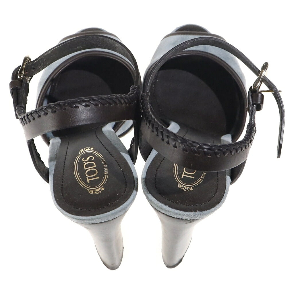 TOD'S(トッズ) スエード ヒールパンプス レザーストラップ グレー/ブラック レディース