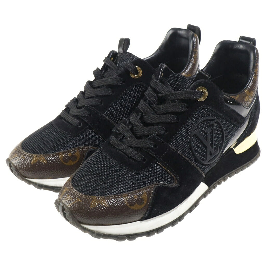 LOUIS VUITTON(ルイヴィトン) ランアウェイ・ライン モノグラム レザー ローカットスニーカー シューズ メッシュ ブラック レディース