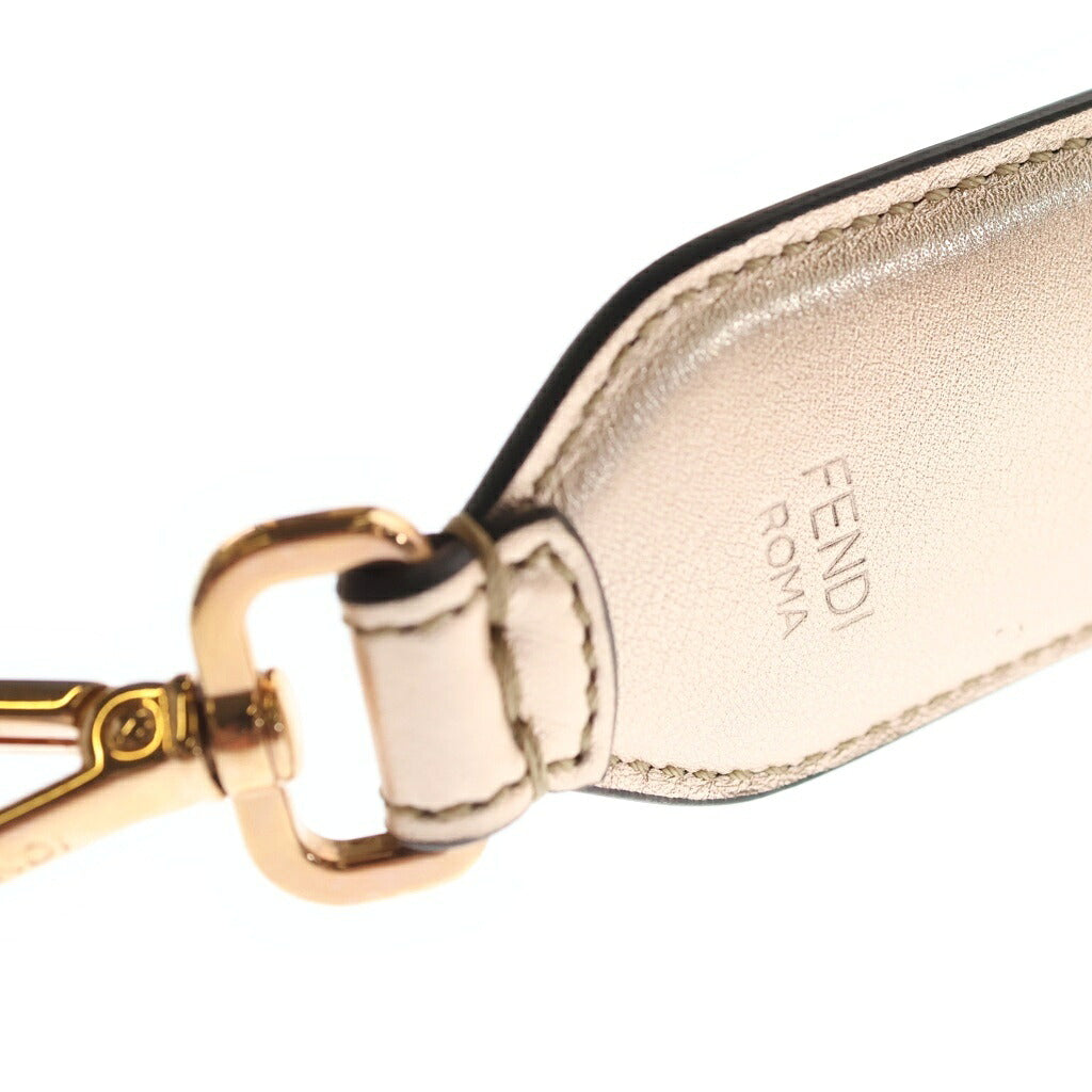 FENDI(フェンディ) ショルダーストラップ ユー ズッカ柄 FFロゴ レザー ピンクゴールド