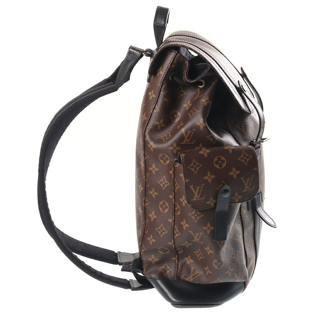 LOUIS VUITTON(ルイヴィトン) モノグラムマカサー クリストファーMM リュックサック バックパック ブラウン×ブラック レザー×PVC M43735 ゴールド金具