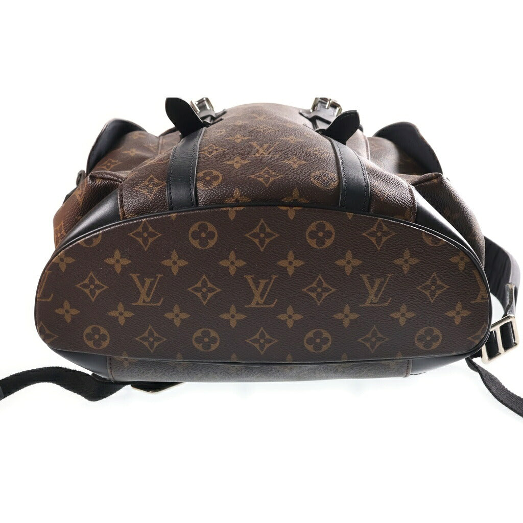LOUIS VUITTON(ルイヴィトン) モノグラムマカサー クリストファーMM リュックサック バックパック ブラウン×ブラック レザー×PVC M43735 ゴールド金具