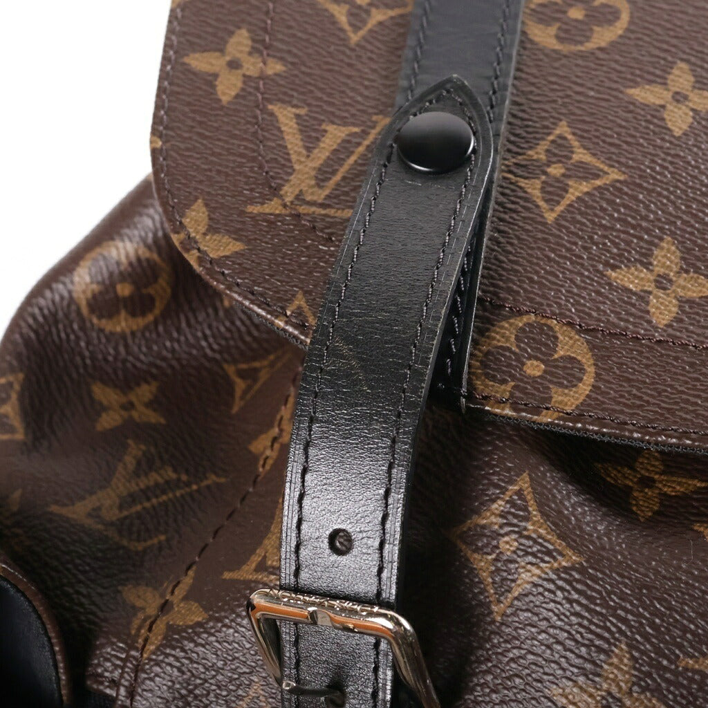 LOUIS VUITTON(ルイヴィトン) モノグラムマカサー クリストファーMM リュックサック バックパック ブラウン×ブラック レザー×PVC M43735 ゴールド金具