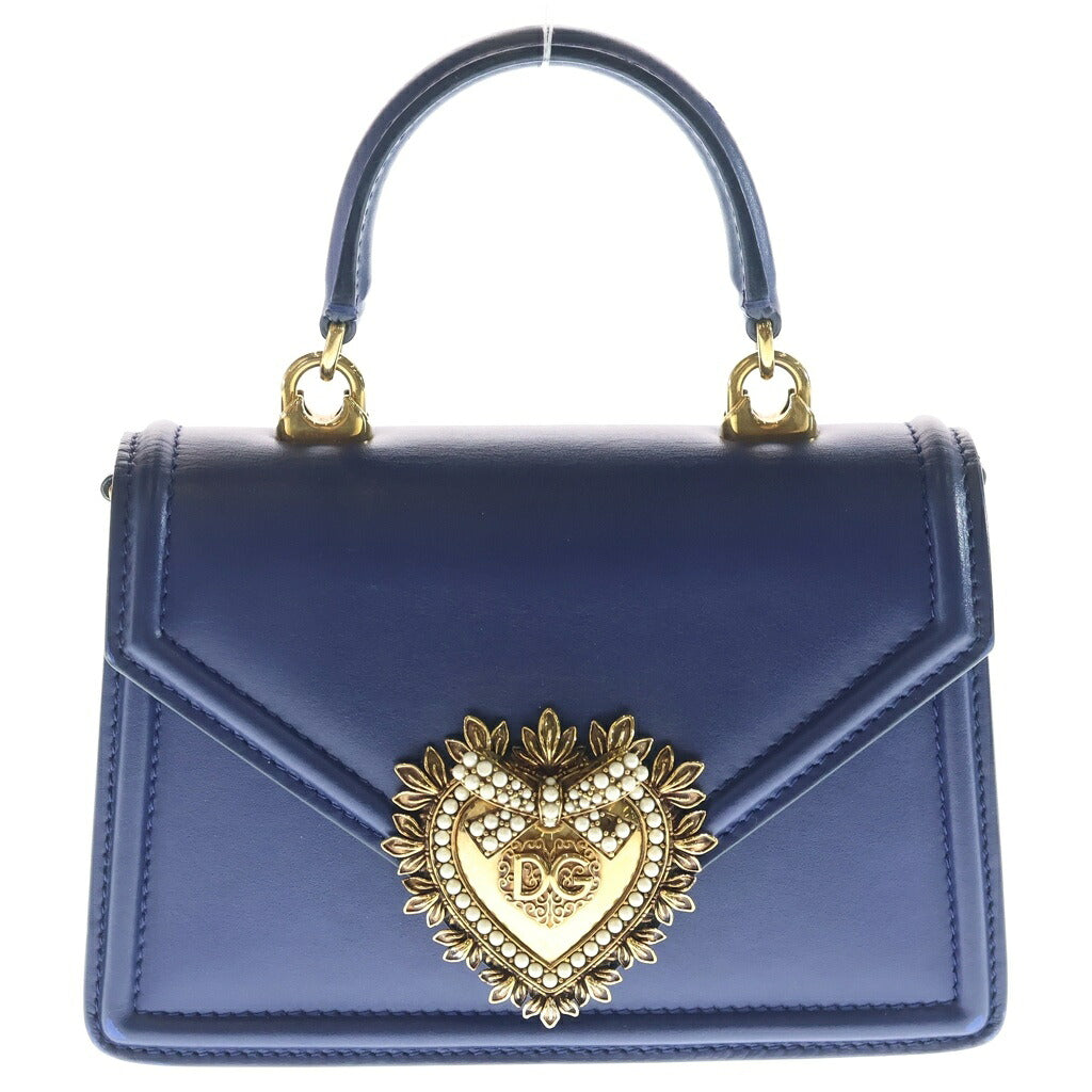 DOLCE & GABBANA(ドルチェアンドガッバーナ) ディヴォーション 2WAYハンドバッグ チェーンショルダーバッグ ブルー レザー ゴールド金具