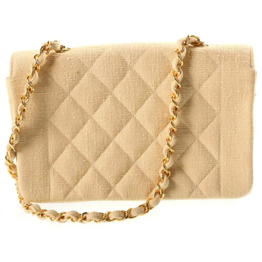 CHANEL(シャネル) ダイアナ22 マトラッセ リネン Sフラップ Sチェーン ショルダーバッグ ベージュ 2番台