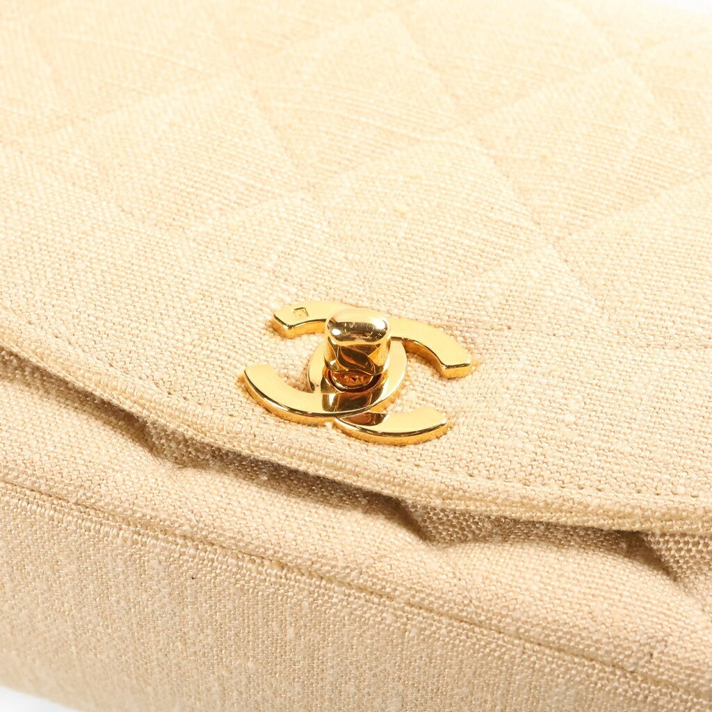 CHANEL(シャネル) ダイアナ22 マトラッセ リネン Sフラップ Sチェーン ショルダーバッグ ベージュ 2番台