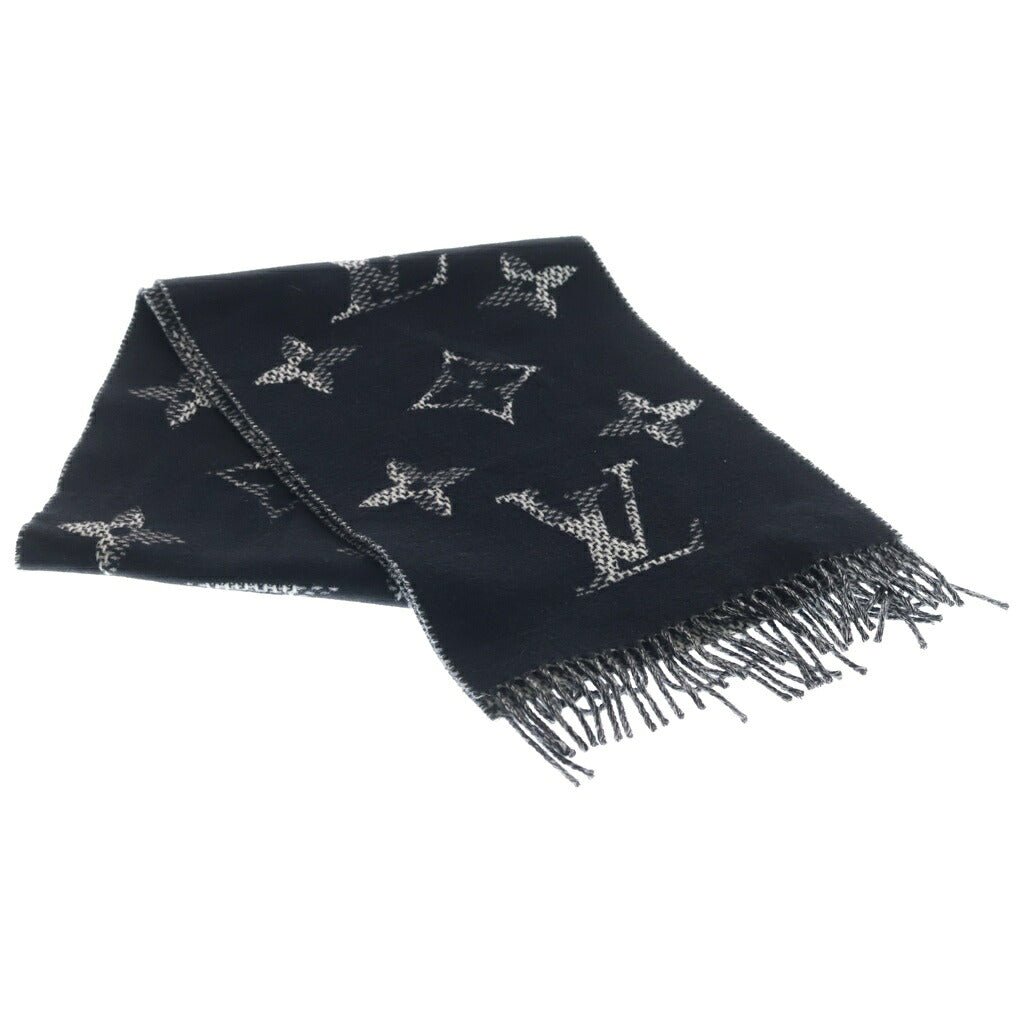 LOUIS VUITTON(ルイヴィトン) モノグラム チェック エシャルプ ウール フリンジ マフラー ブラック M96951
