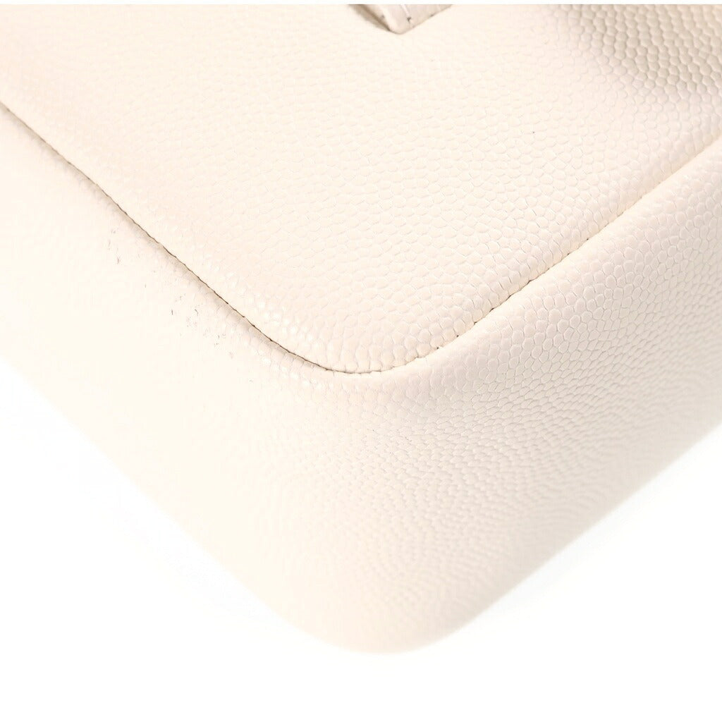 CHANEL(シャネル) ストラップ クラッチバッグ ショルダーバッグ ホワイト キャビアスキン プレートシリアル AP5068 ゴールド金具