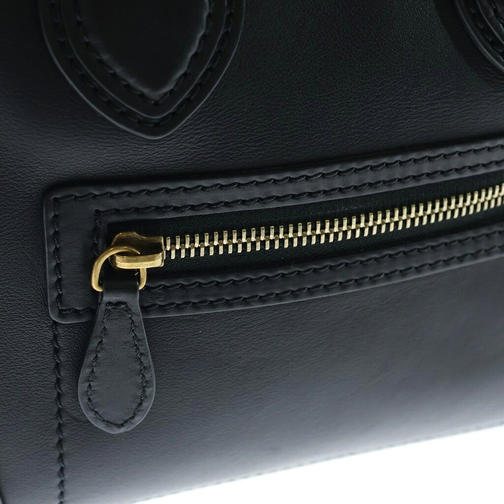 CELINE(セリーヌ) ラゲージ マイクロ ハンドバッグ ブラック レザー ゴールド金具