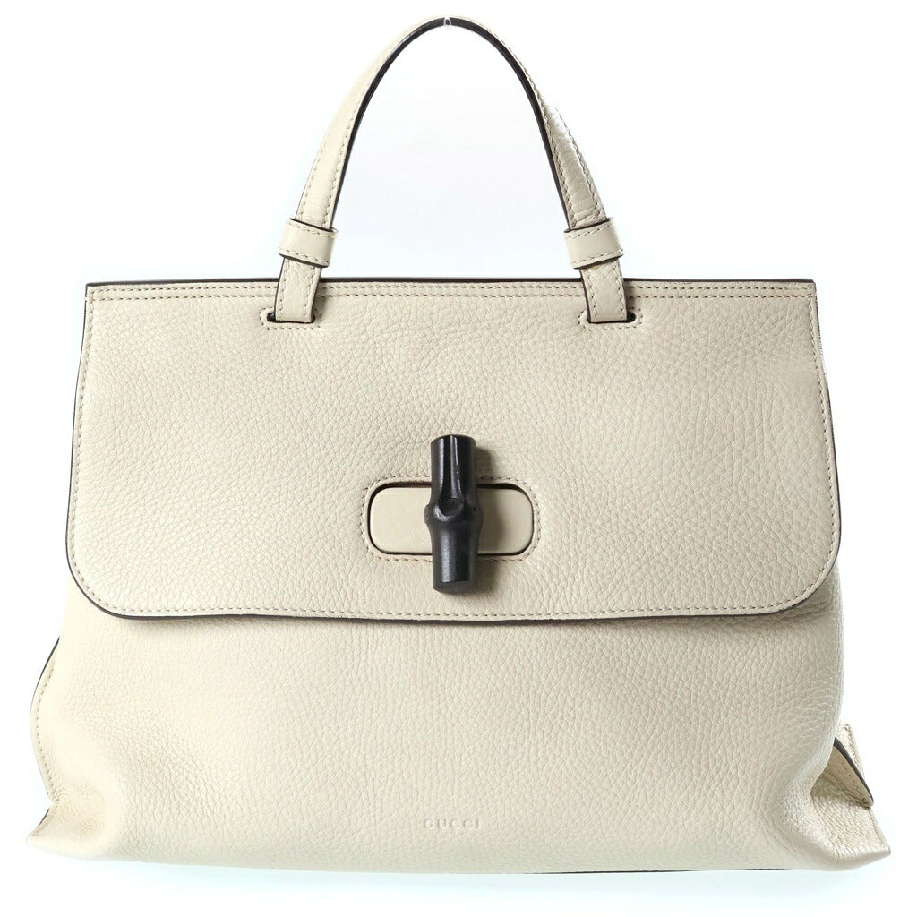 GUCCI(グッチ) バンブー デイリー ミディアム 2WAYハンドバッグ ショルダーバッグ ホワイト レザー 392013 シルバー金具