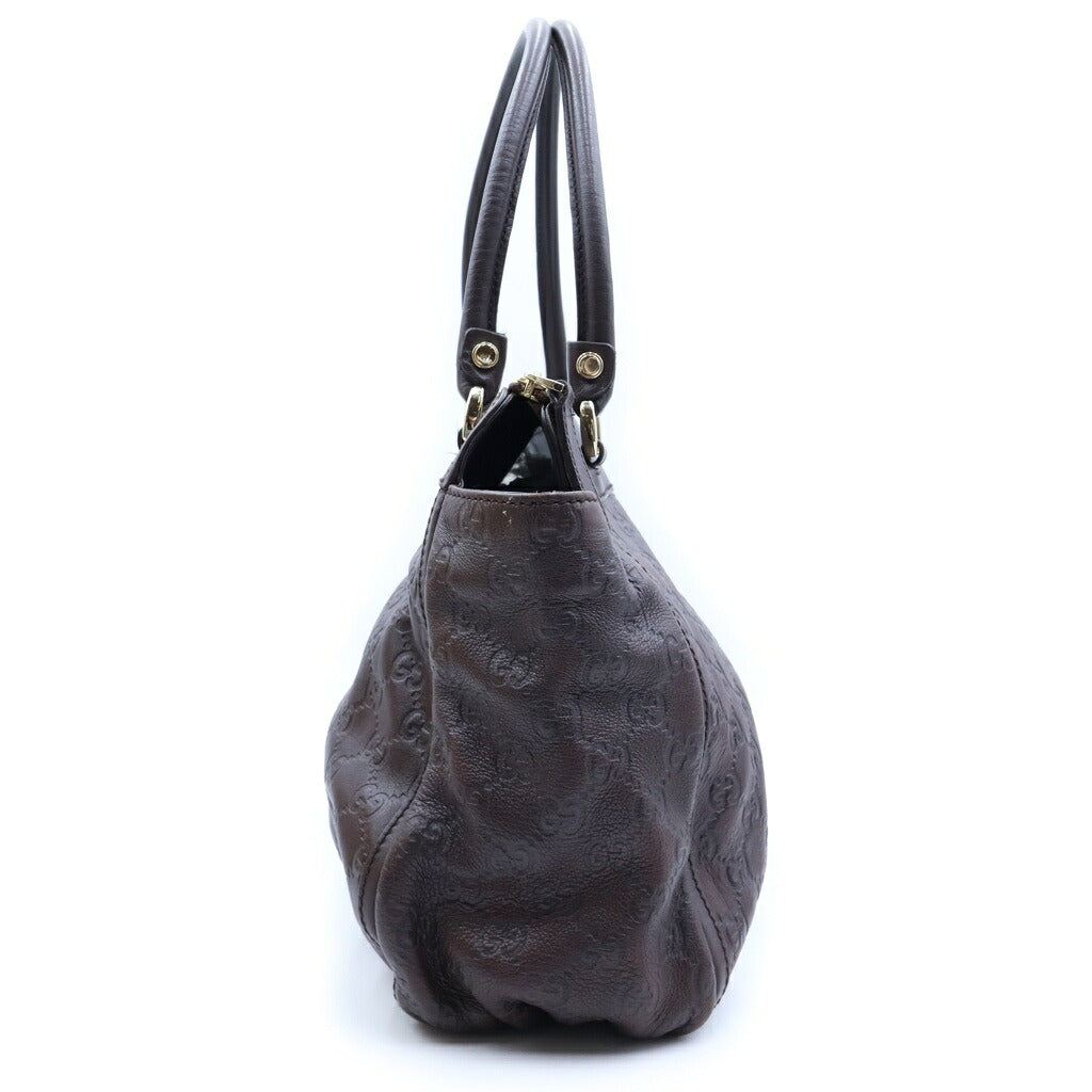 GUCCI(グッチ) グッチシマ ハンドバッグ ボストンバッグ ブラウン レザー 189831 ゴールド金具