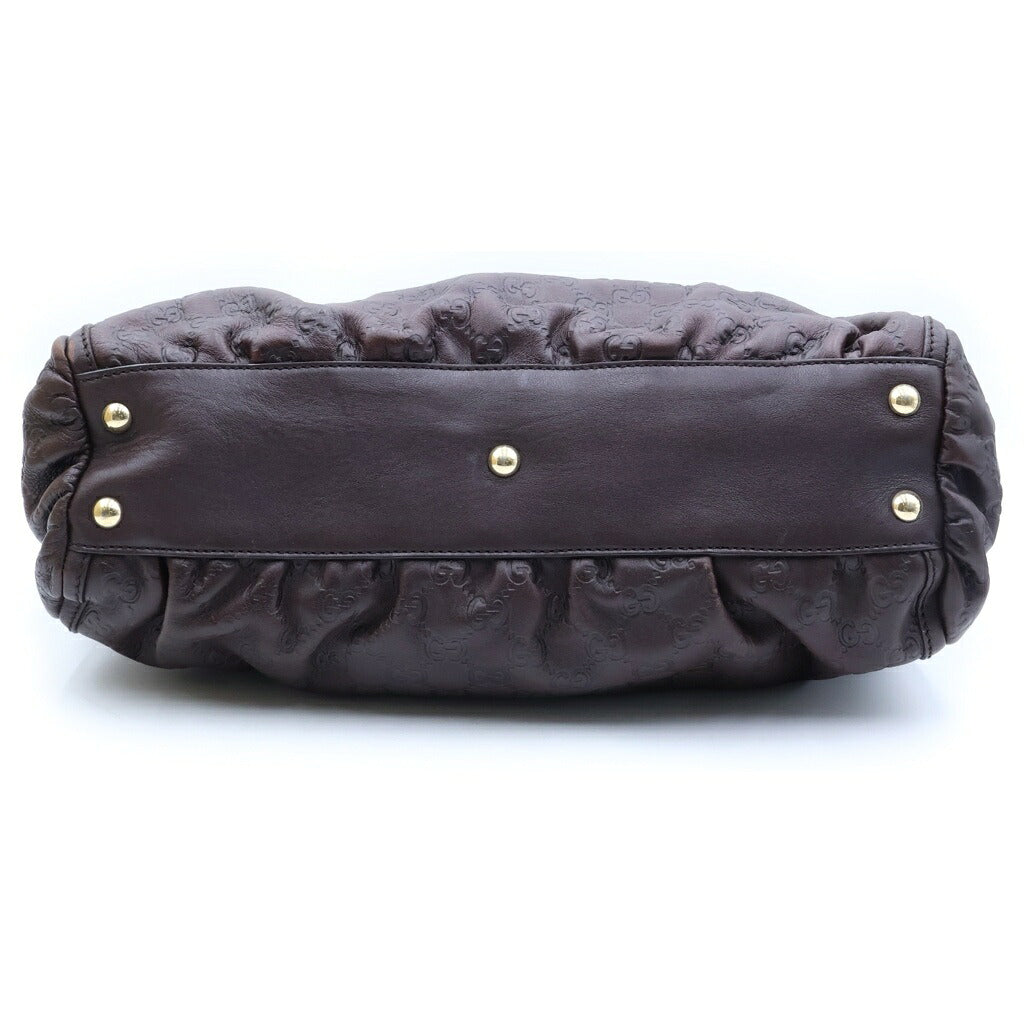 GUCCI(グッチ) グッチシマ ハンドバッグ ボストンバッグ ブラウン レザー 189831 ゴールド金具