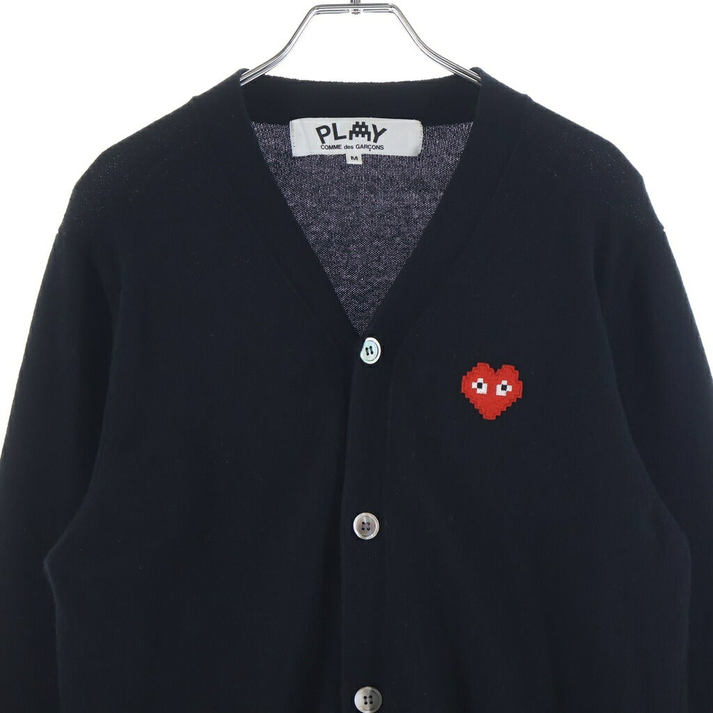 PLAY COMME des GARCONS(プレイコムデギャルソン) カーディガン ステッチ ブラック ウール