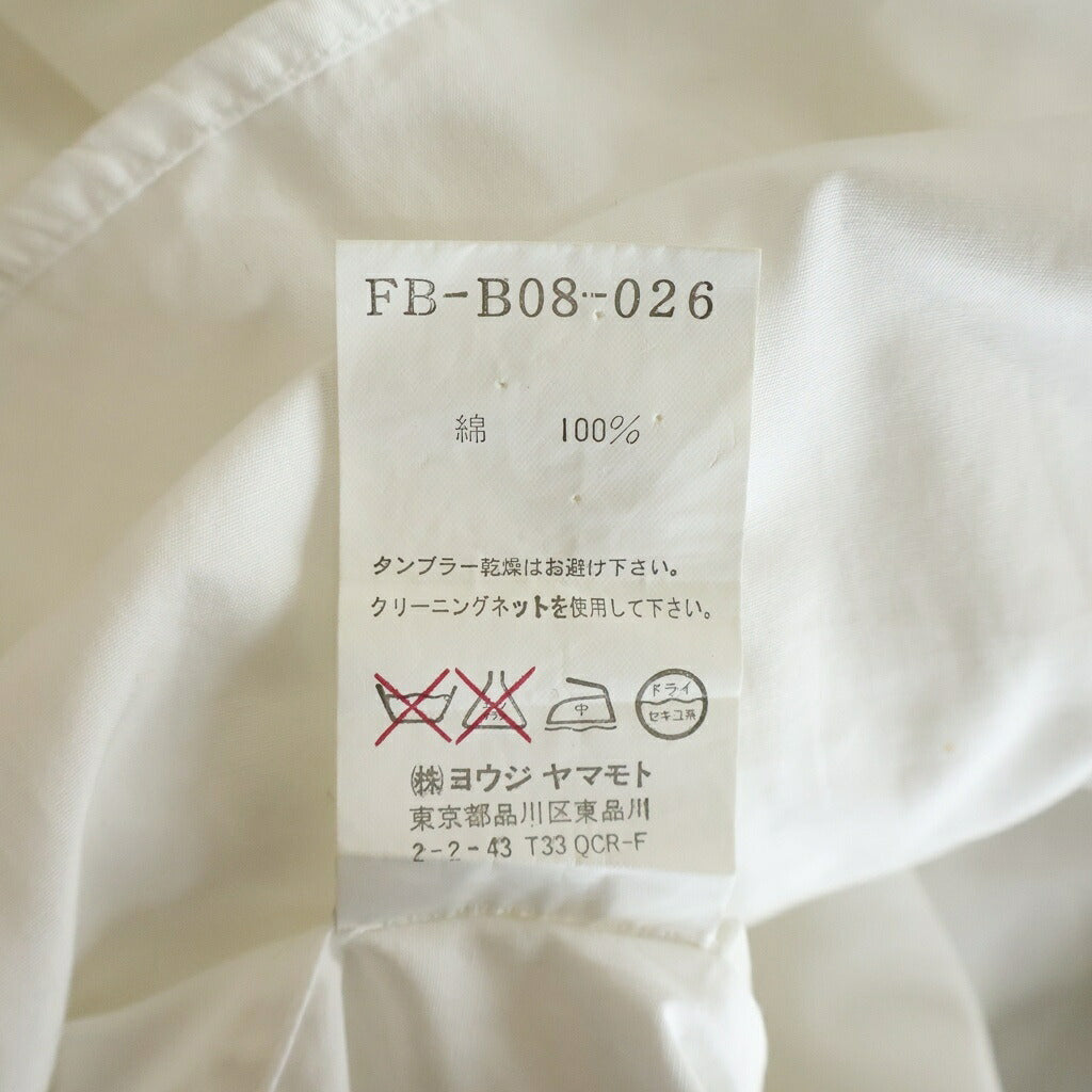 YOHJIYAMAMOTO(ヨウジヤマモト) デザインシャツ ブラウス 長袖 コットン ホワイト FB-B08-026