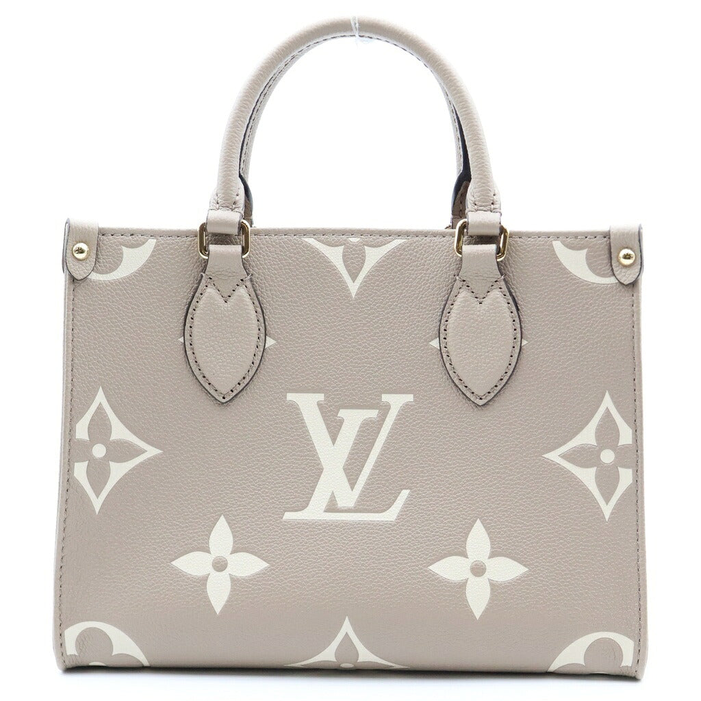 LOUIS VUITTON(ルイヴィトン) オンザゴーPM ハンドバッグ ショルダーバッグ 2way モノグラム アンプラント レザー トゥルトレール クレーム バイカラー グレージュ M45779