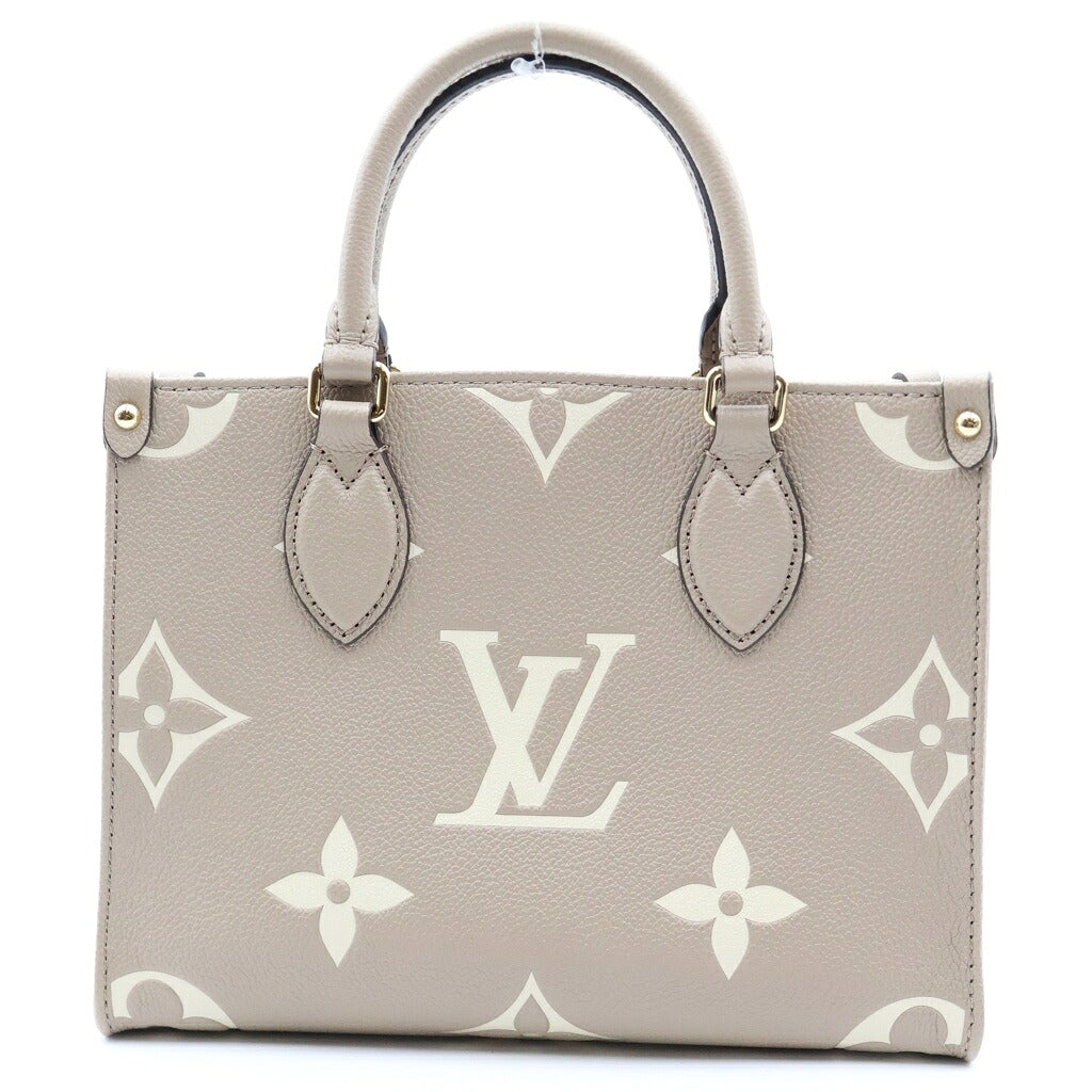 LOUIS VUITTON(ルイヴィトン) オンザゴーPM ハンドバッグ ショルダーバッグ 2way モノグラム アンプラント レザー トゥルトレール クレーム バイカラー グレージュ M45779