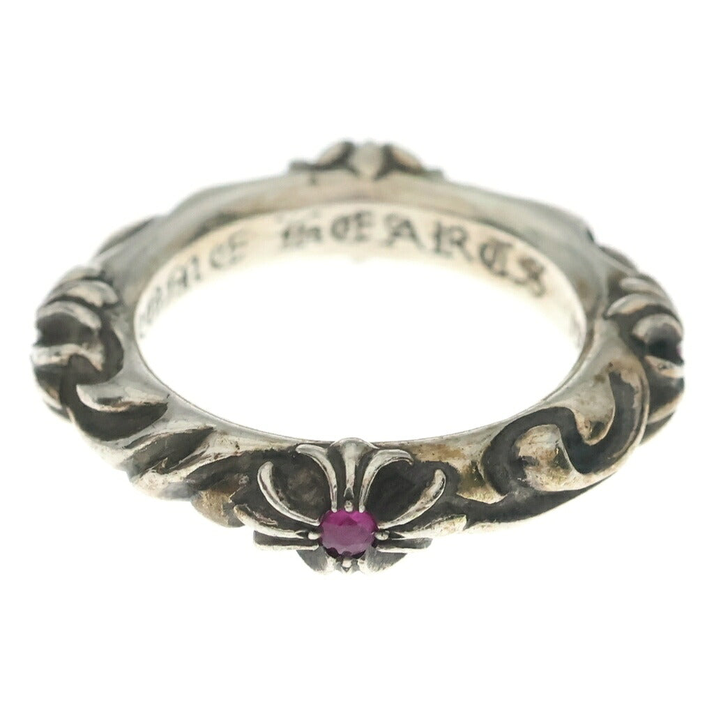 CHROME HEARTS(クロムハーツ) CROSS BAND P/SAP クロスバンド ピンクサファイア リング シルバー