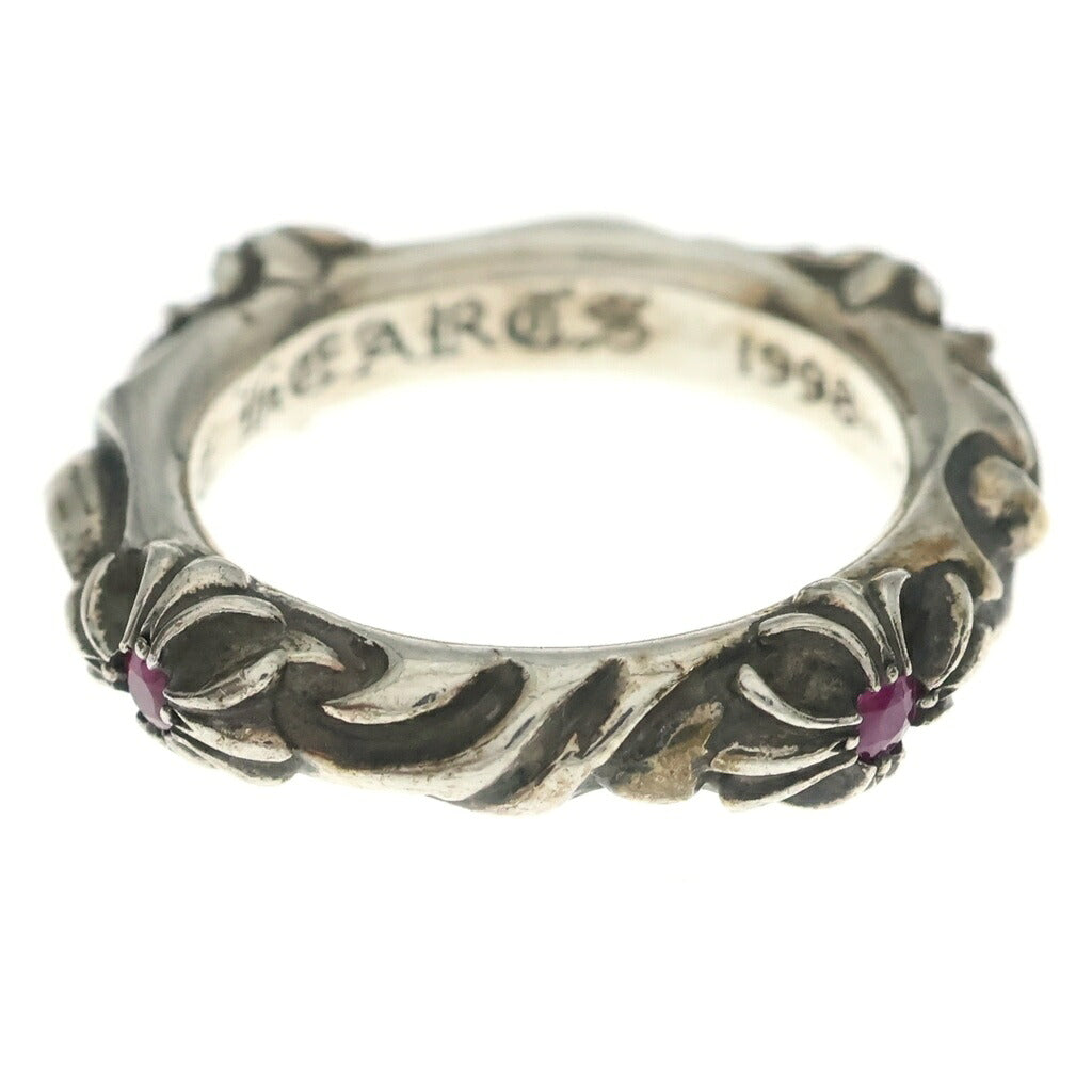 CHROME HEARTS(クロムハーツ) CROSS BAND P/SAP クロスバンド ピンクサファイア リング シルバー