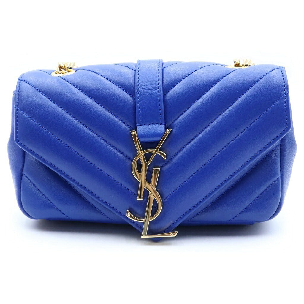 YVES SAINT LAURENT(イヴサンローラン) ベイビーチャイ チェーンショルダーバッグ ハンドバッグ ブルー レザー 399280