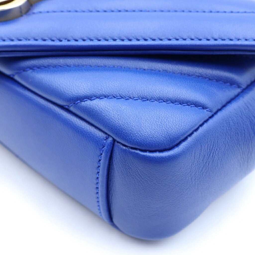 YVES SAINT LAURENT(イヴサンローラン) ベイビーチャイ チェーンショルダーバッグ ハンドバッグ ブルー レザー 399280