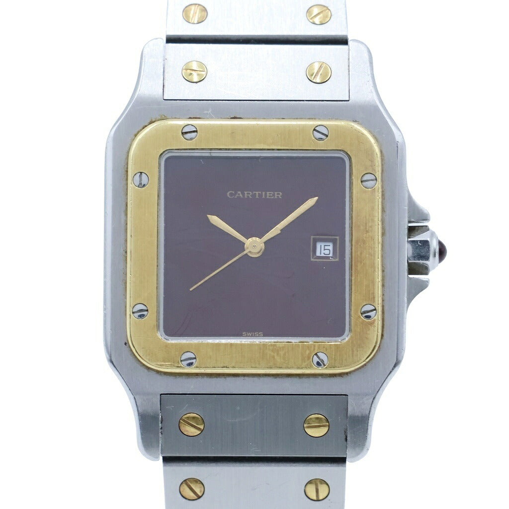 Cartier(カルティエ) サントス ガルベ LM バーガンディ文字盤 SS×YG/AT 自動巻き 腕時計