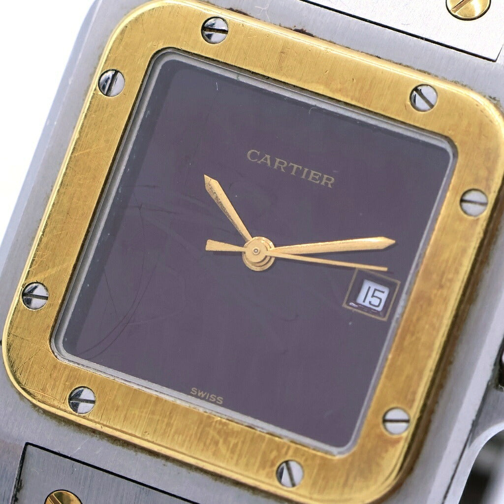 Cartier(カルティエ) サントス ガルベ LM バーガンディ文字盤 SS×YG/AT 自動巻き 腕時計