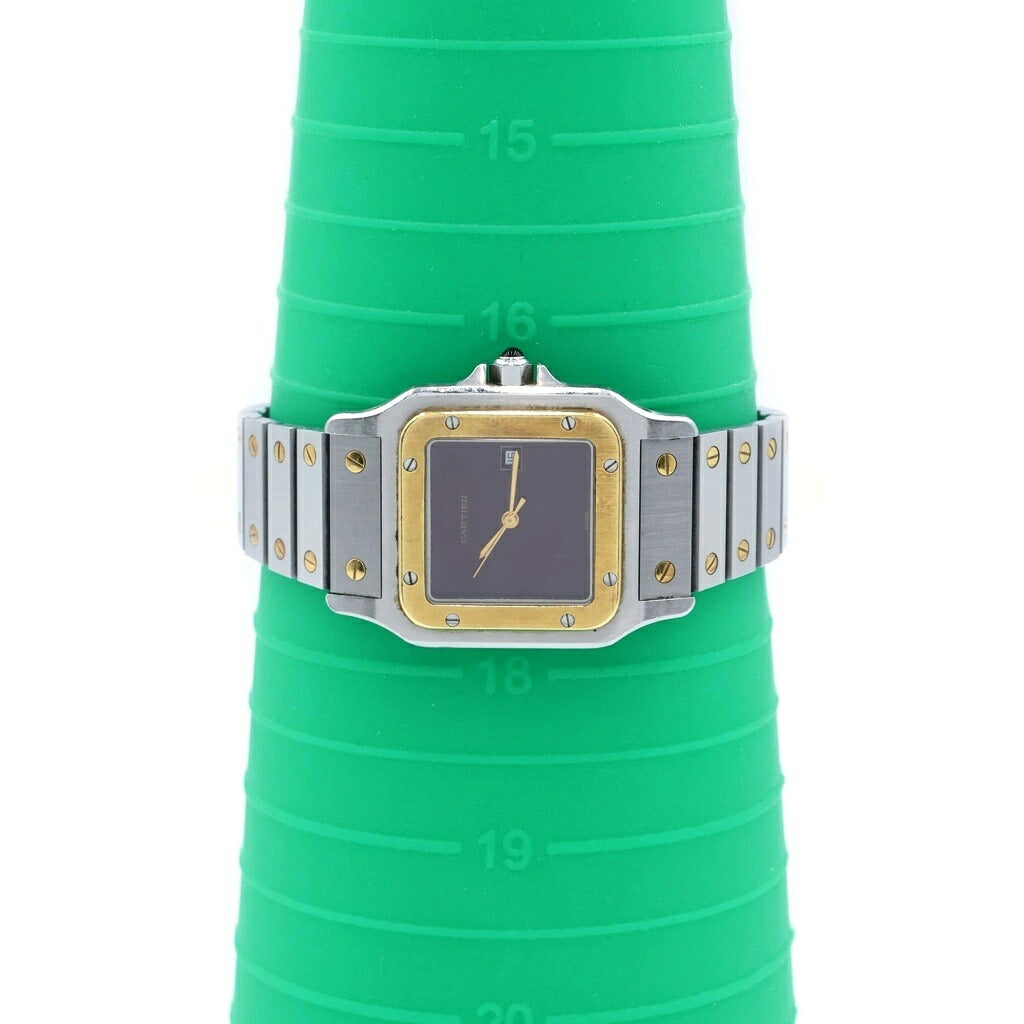 Cartier(カルティエ) サントス ガルベ LM バーガンディ文字盤 SS×YG/AT 自動巻き 腕時計