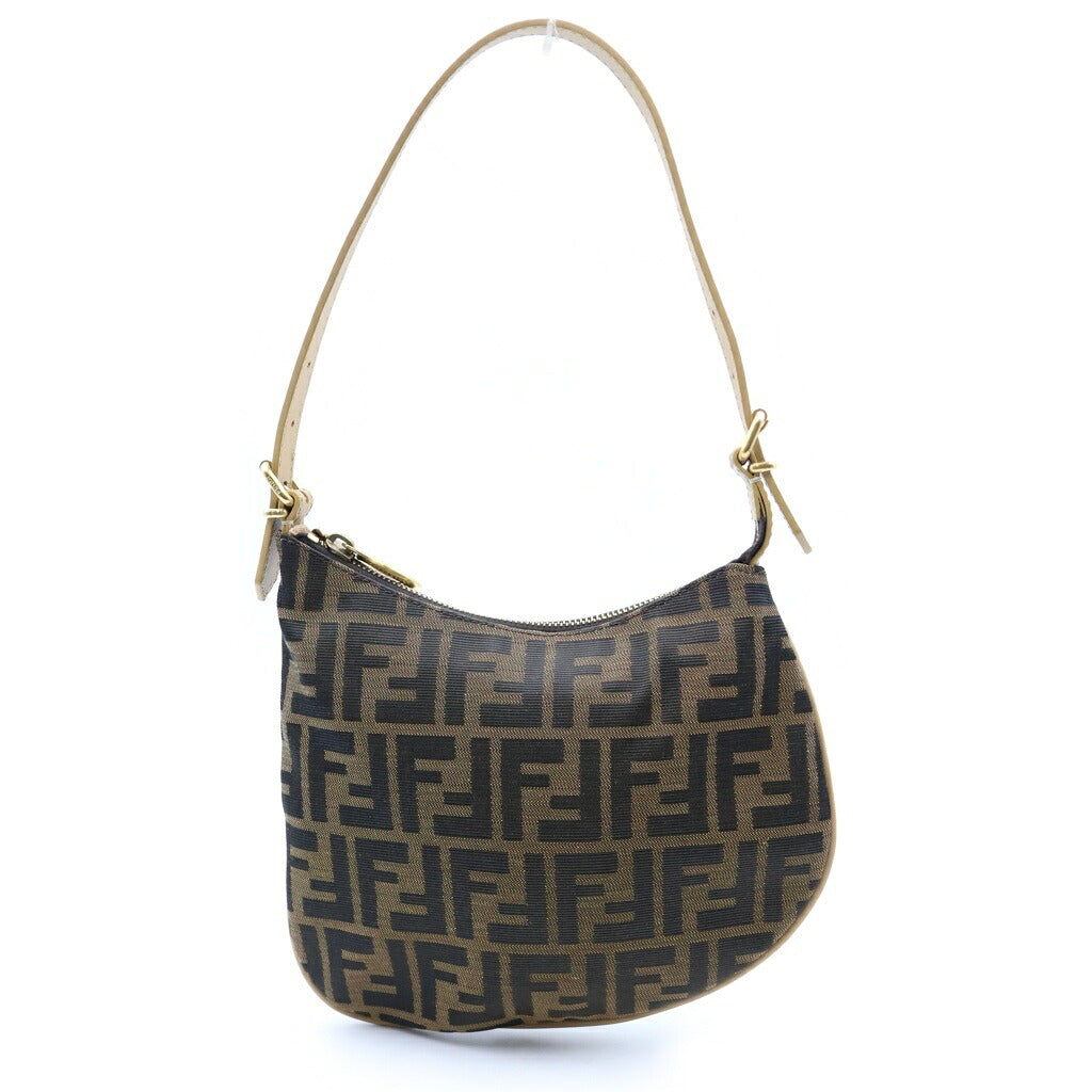FENDI(フェンディ) ズッカ オイスター ワンショルダーバッグ ハンドバッグ ブラウン×ベージュ キャンバス×レザー 8BR248