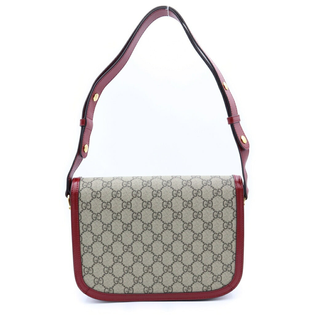 GUCCI(グッチ) GGスプリーム ホースビット 1955 2WAYハンドバッグ ショルダーバッグ ベージュ×レッド PVC×レザー 602204 ゴールド金具