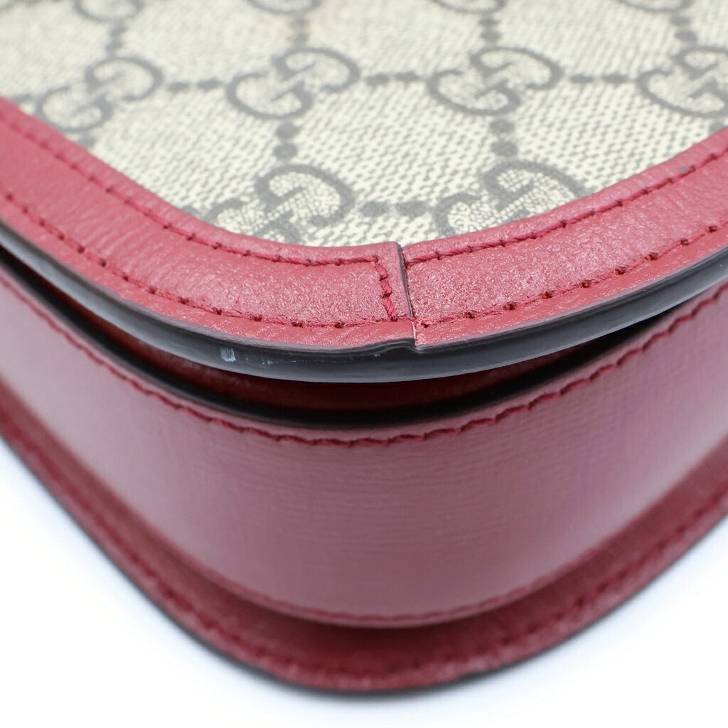 GUCCI(グッチ) GGスプリーム ホースビット 1955 2WAYハンドバッグ ショルダーバッグ ベージュ×レッド PVC×レザー 602204 ゴールド金具