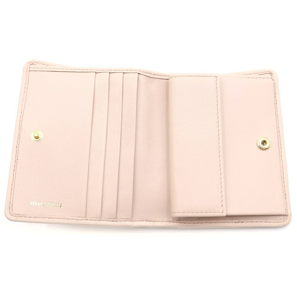 miumiu(ミュウミュウ) マテラッセ コンパクトウォレット 二つ折り財布 ベビーピンク ナッパレザー 5MV204 ゴールド金具