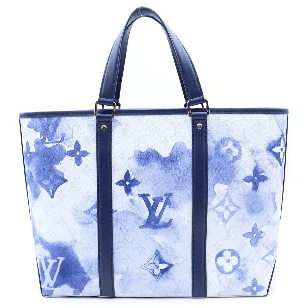 LOUIS VUITTON(ルイヴィトン) モノグラム・ウォーターカラー ウィークエンドトートPM ハンドバッグ トートバッグ ショルダーバッグ ブルー×ホワイト レザー×PVC M45756 シルバー金具