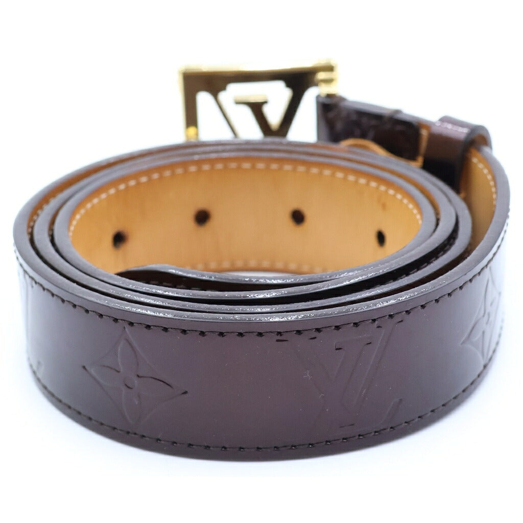 LOUIS VUITTON(ルイヴィトン) ヴェルニ サンチュール LVフレーム バックル レザーベルト ワインレッド ボルドー M6849 ゴールド金具