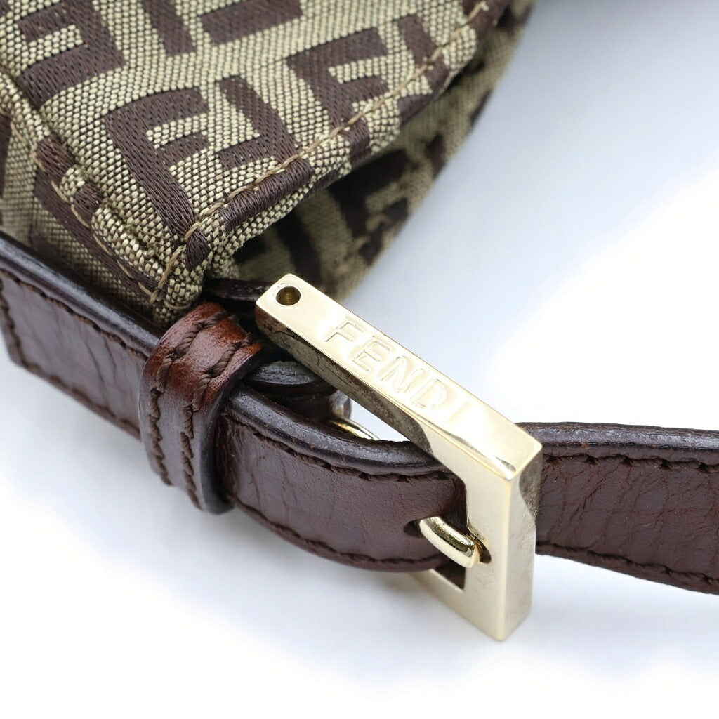 FENDI(フェンディ) ズッキーノ柄 マンマバケット ワンショルダーバッグ ハンドバッグ ベージュ×ブラウン キャンバス×レザー 8BR036