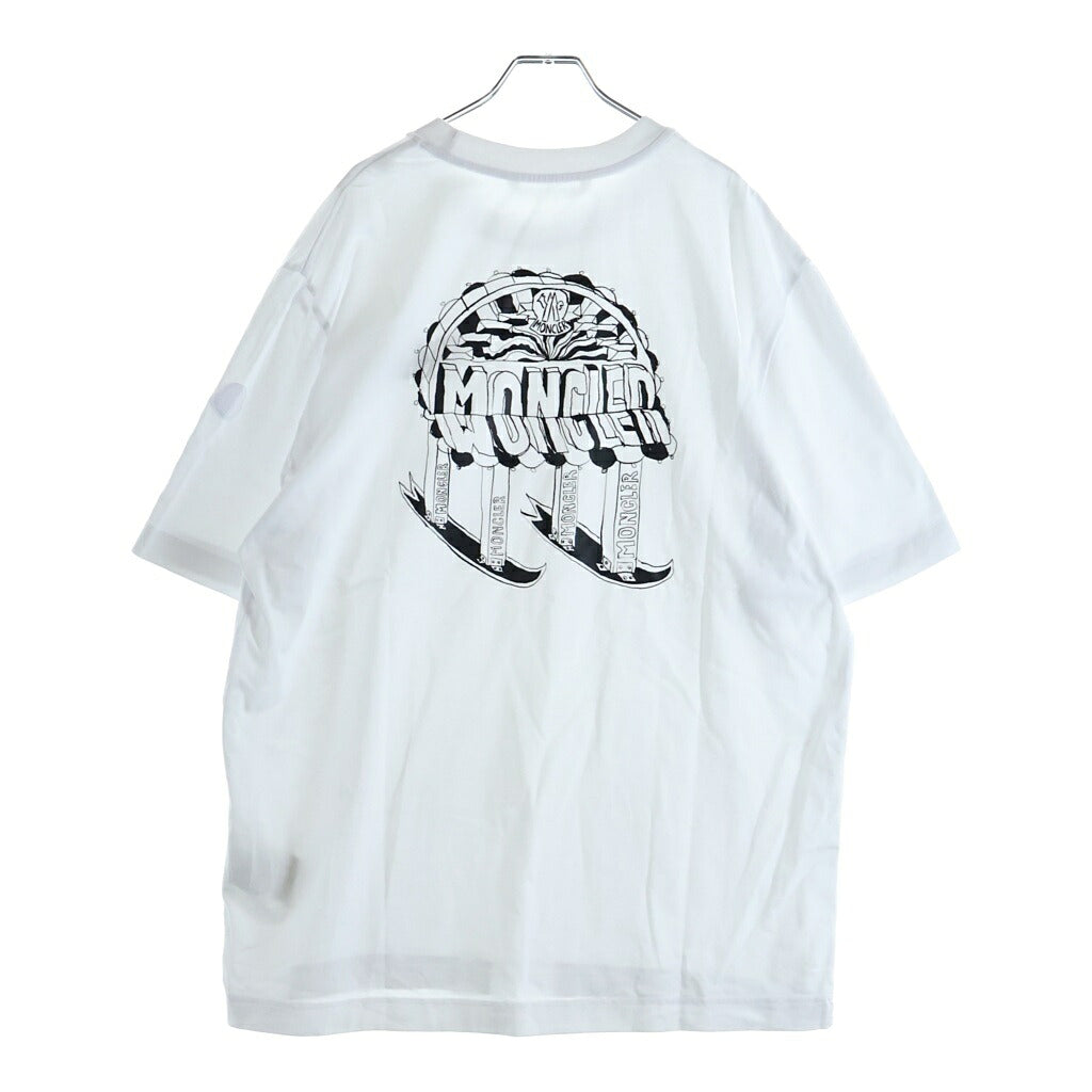 MONCLER(モンクレール) ロゴプリント 半袖カットソー Tシャツ コットン ホワイト L10918C00036
