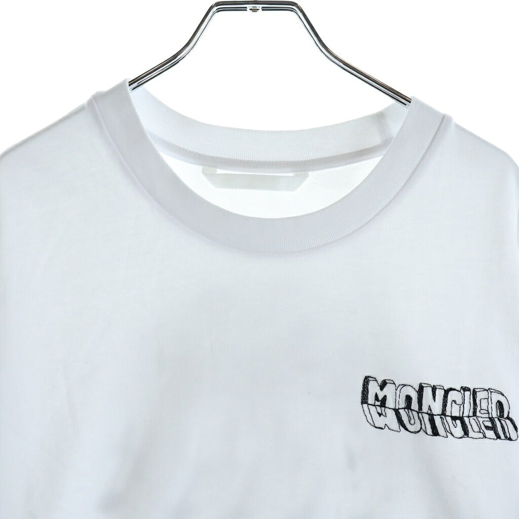 MONCLER(モンクレール) ロゴプリント 半袖カットソー Tシャツ コットン ホワイト L10918C00036