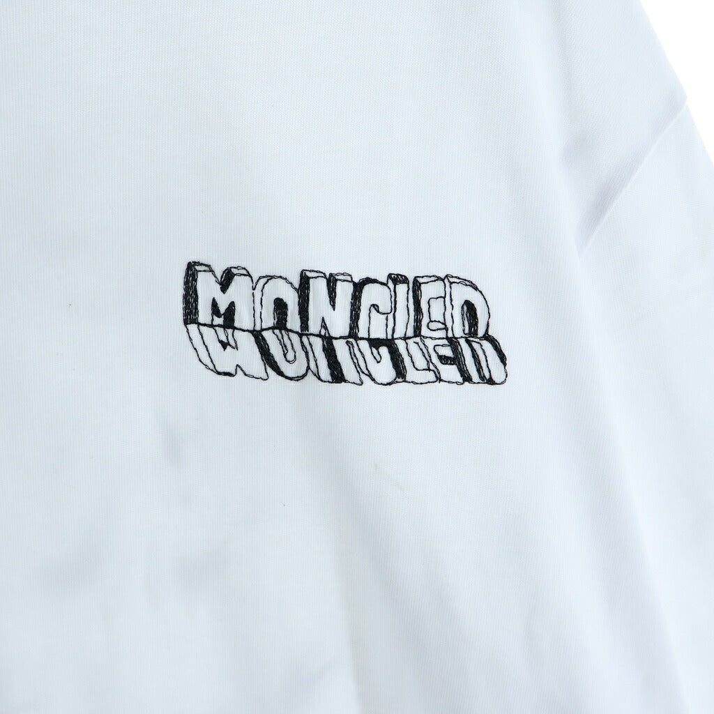 MONCLER(モンクレール) ロゴプリント 半袖カットソー Tシャツ コットン ホワイト L10918C00036