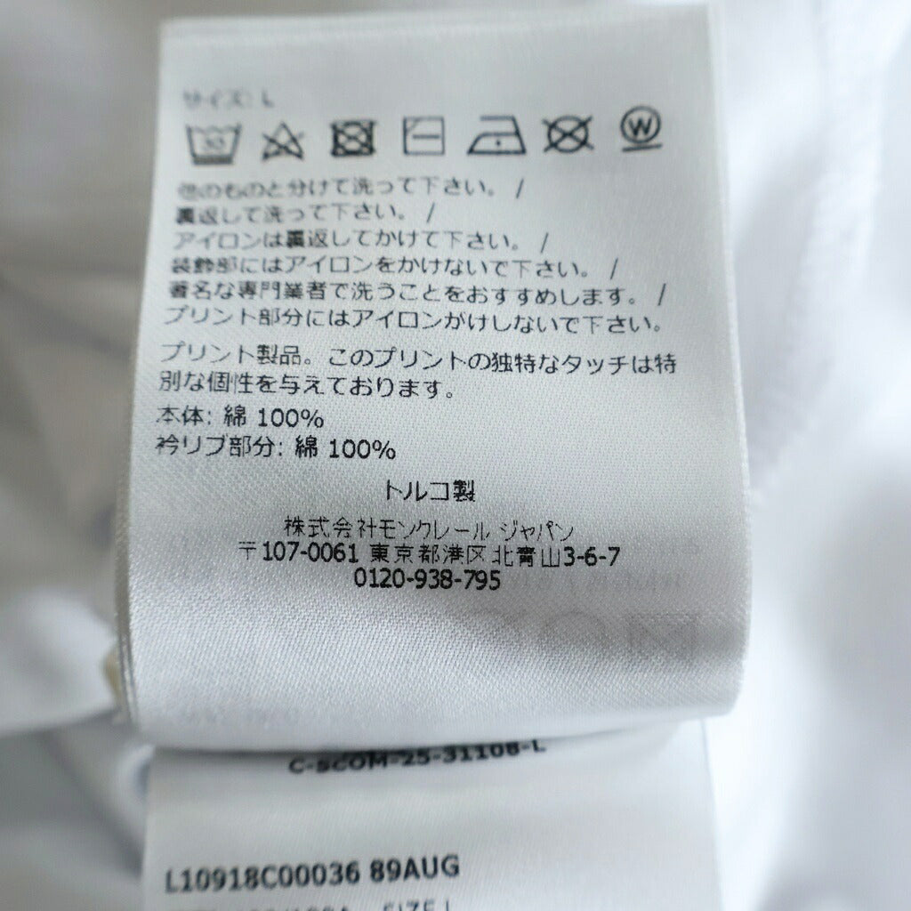 MONCLER(モンクレール) ロゴプリント 半袖カットソー Tシャツ コットン ホワイト L10918C00036