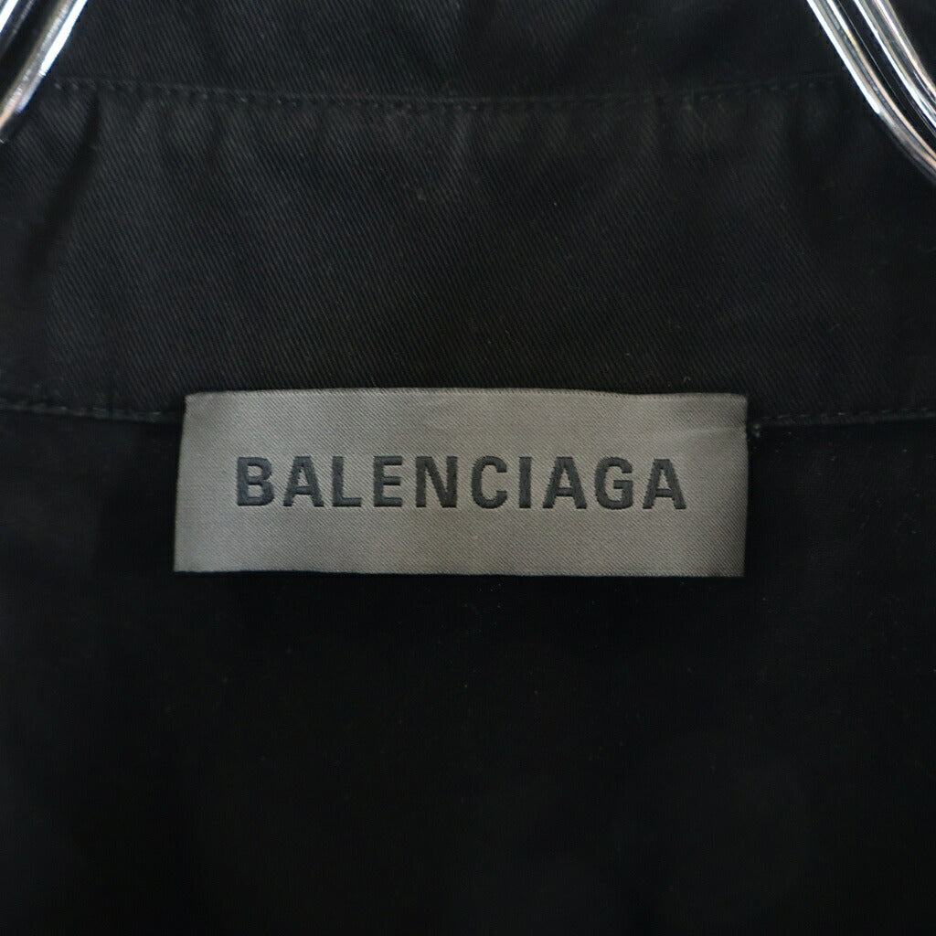 BALENCIAGA(バレンシアガ) バックテーピング ロゴプリント コットン 半袖シャツ ブラック 873355