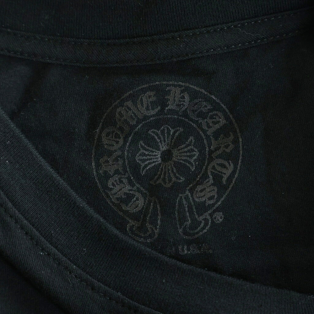 CHROME HEARTS(クロムハーツ) ホースシュー フローラルクロス プリント ロングスリーブ 長袖 ポケット Tシャツ カットソー ブラック/ピンク