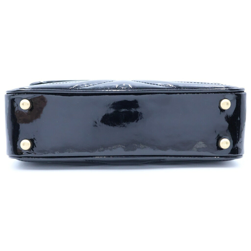 CHANEL(シャネル) Vステッチ チェーンショルダーバッグ ハンドバッグ ブラック パテントレザー ゴールド金具 シール有 8番台