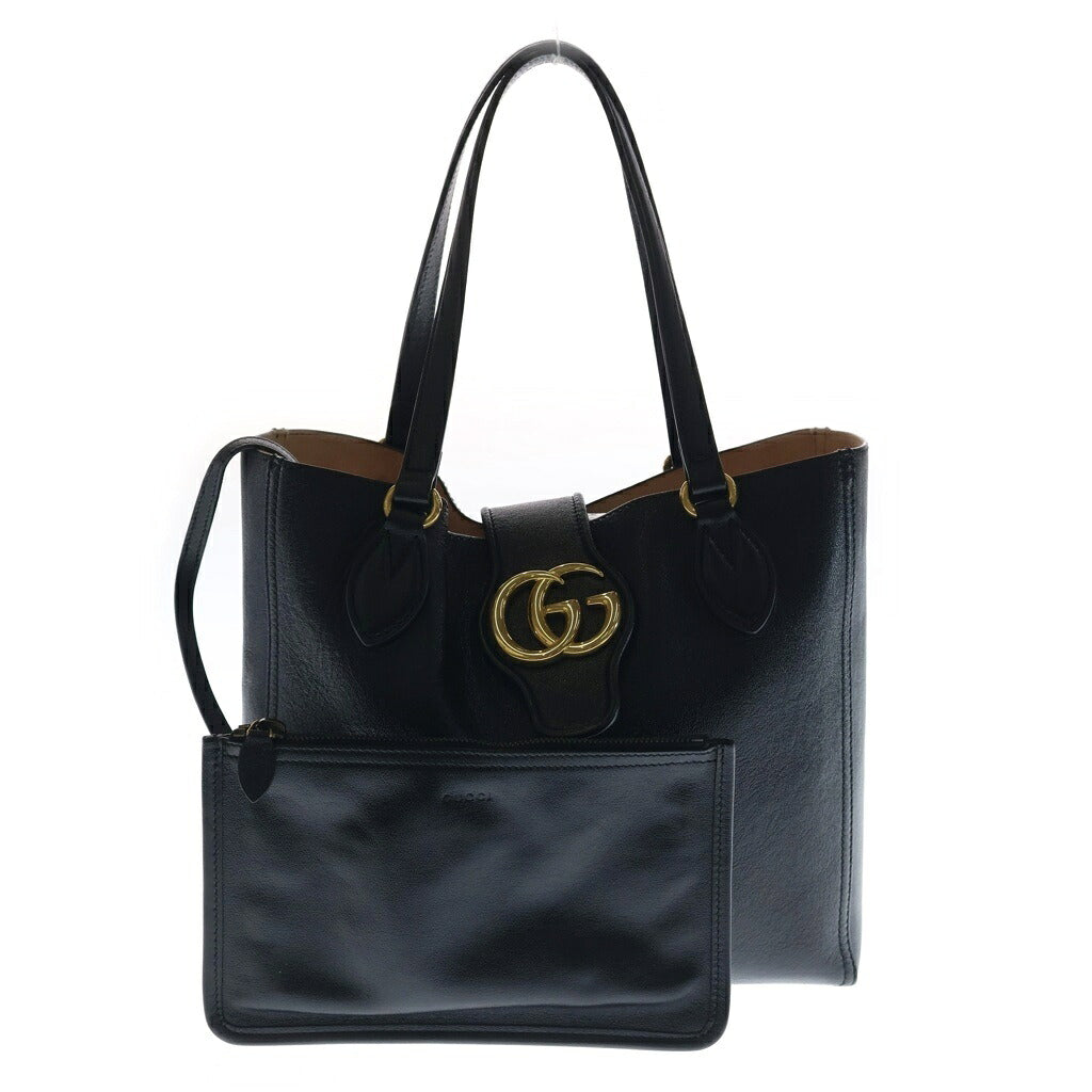 GUCCI(グッチ) GGマーモント ダリア スモール トートバッグ ハンドバッグ ブラック レザー ゴールド金具 652680