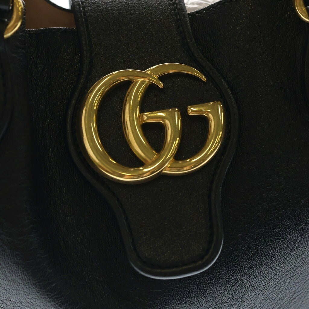 GUCCI(グッチ) GGマーモント ダリア スモール トートバッグ ハンドバッグ ブラック レザー ゴールド金具 652680