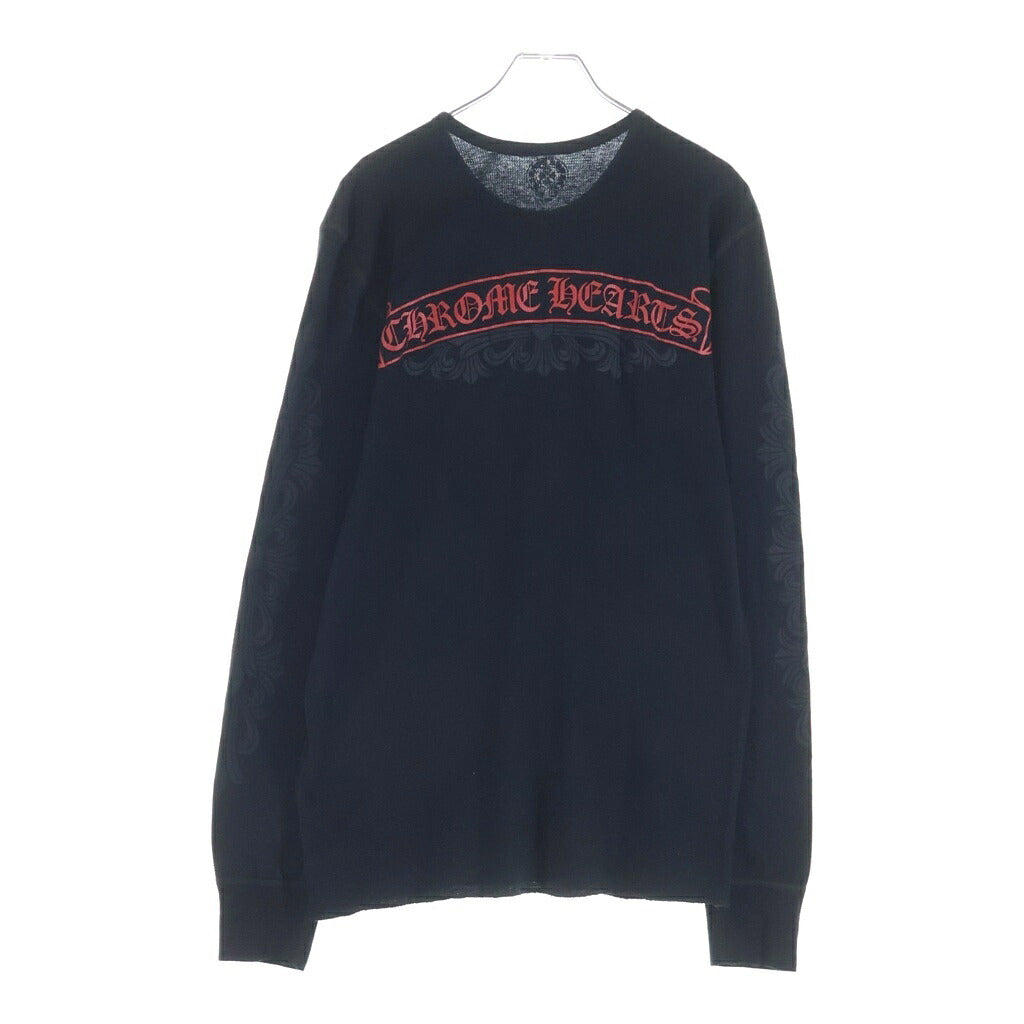 CHROME HEARTS(クロムハーツ) フローラルクロスプリント サーマル クルーネック ロングスリーブ 長袖Tシャツ カットソー ブラック