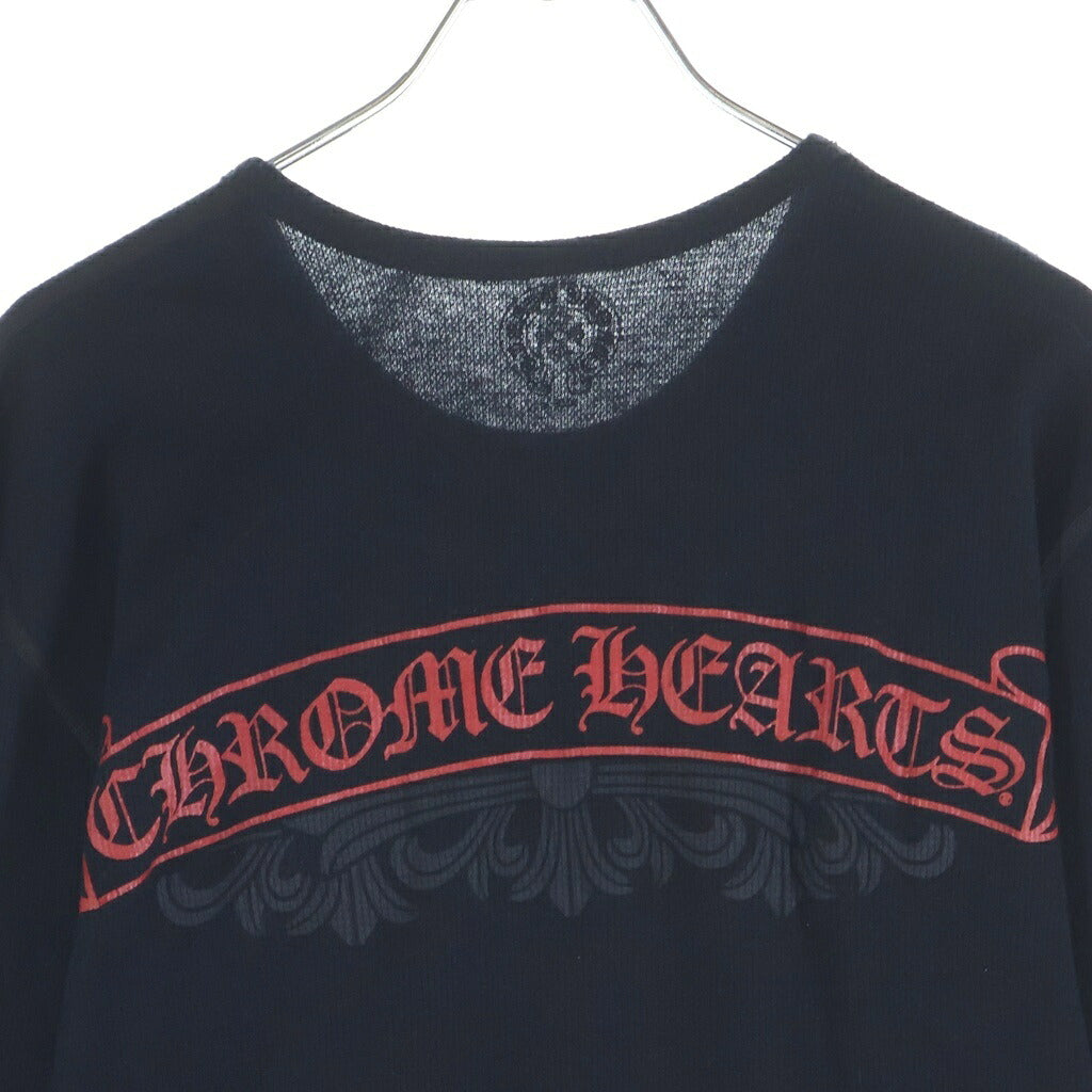 CHROME HEARTS(クロムハーツ) フローラルクロスプリント サーマル クルーネック ロングスリーブ 長袖Tシャツ カットソー ブラック