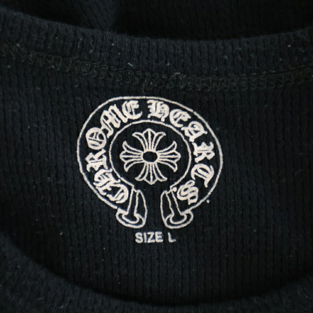 CHROME HEARTS(クロムハーツ) フローラルクロスプリント サーマル クルーネック ロングスリーブ 長袖Tシャツ カットソー ブラック