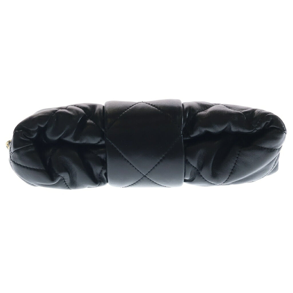 CHANEL(シャネル) マトラッセ ミニ ボウ チェーンショルダーバッグ ハンドバッグ 2WAY ブラック ラムスキン ゴールド金具 AS5849 プレート