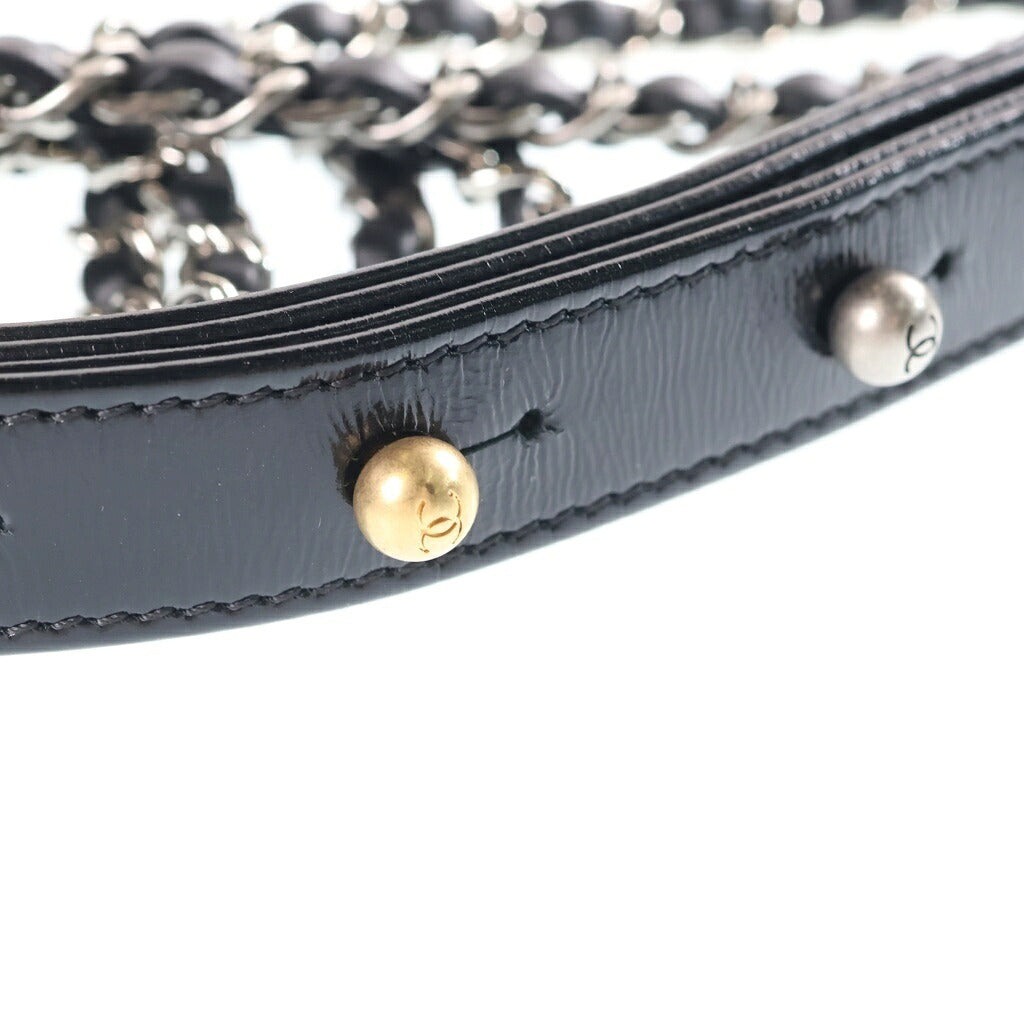 CHANEL(シャネル) ガブリエル ドゥ シャネル スモール ホーボーバッグ チェーンショルダーバッグ ブラック×ブルー カーフスキン 27番台 A91810 ゴールド×シルバー金具