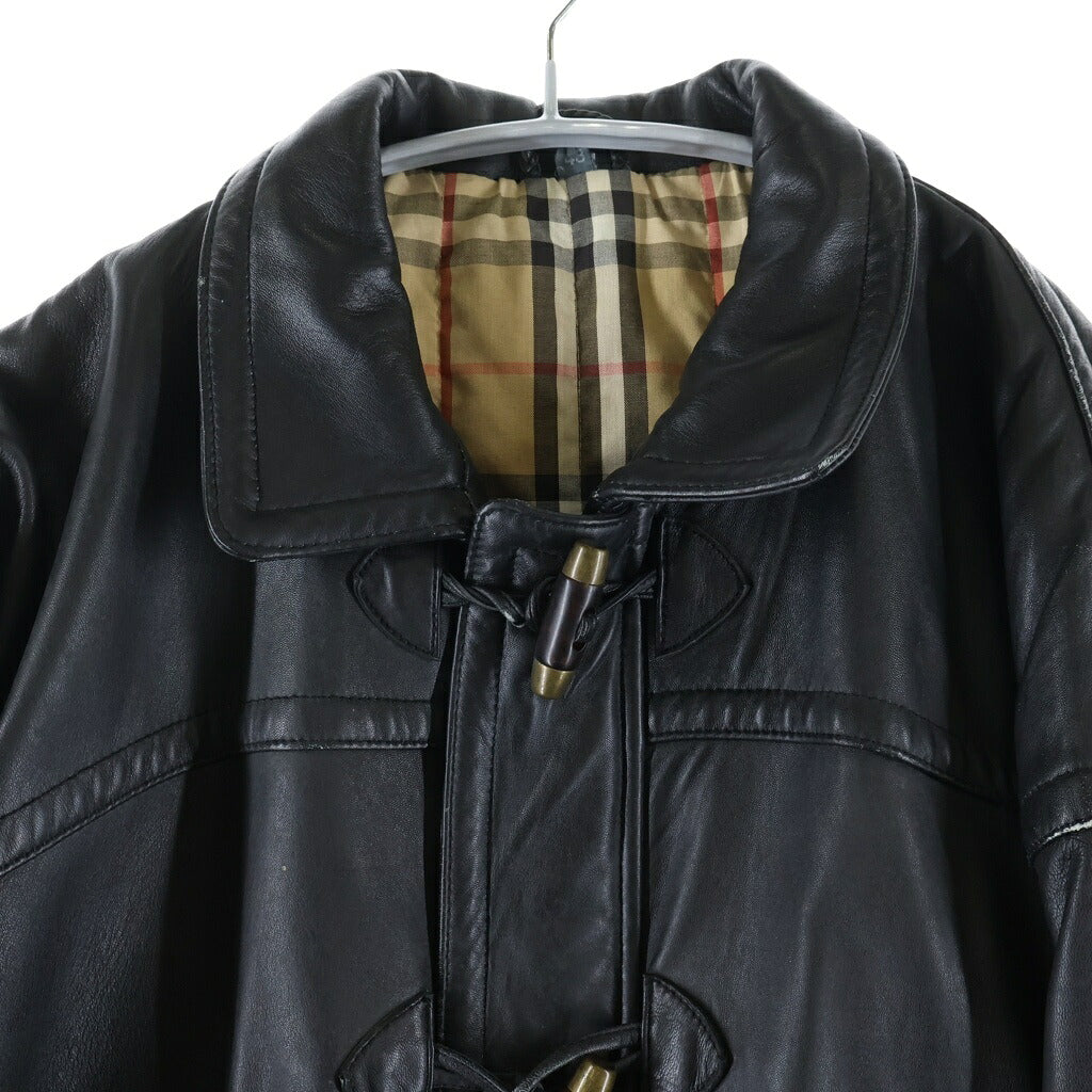 BURBERRY(バーバリー) ノバチェック ダッフルコート ブラック レザー