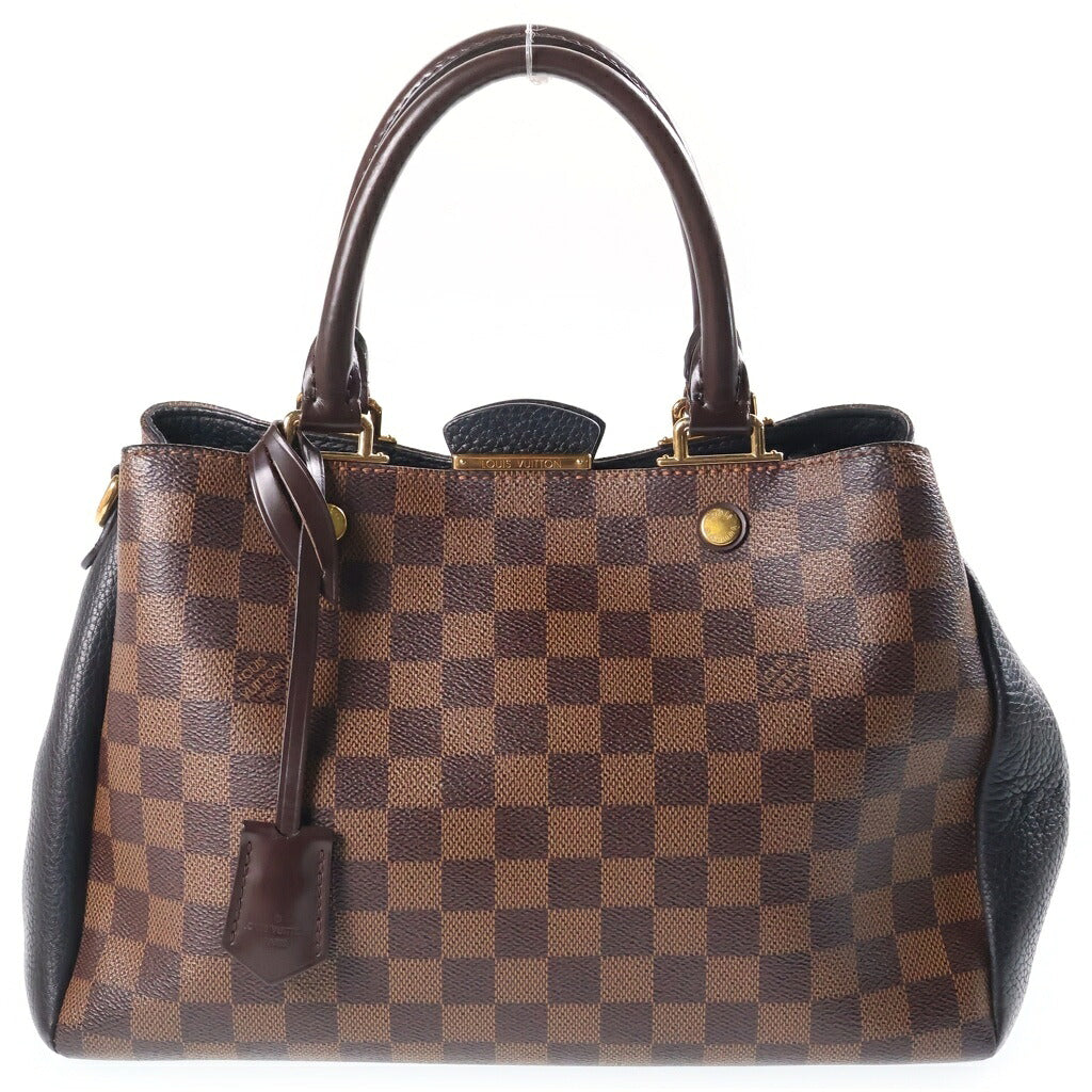 LOUIS VUITTON(ルイヴィトン) ダミエ ブリタニー 2WAYハンドバッグ ショルダーバッグ ブラック×ブラウン レザー×PVC N41673 ゴールド金具