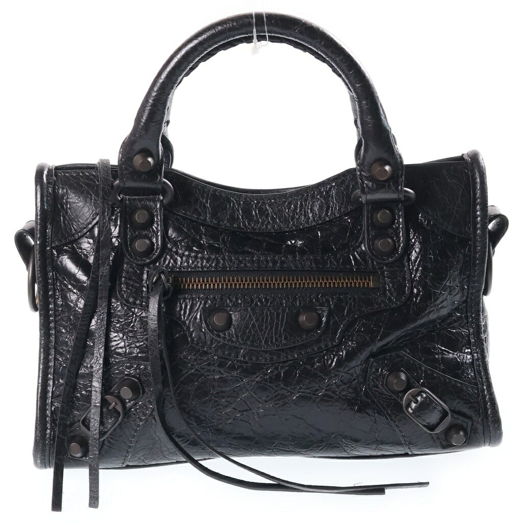 BALENCIAGA(バレンシアガ) ル シティ 2WAYハンドバッグ ショルダーバッグ ミニ ブラック レザー 806395 ブラック金具